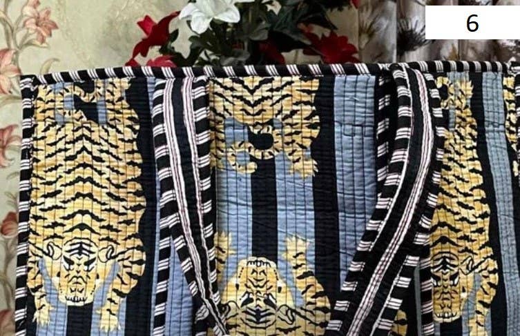 Tiger Quilted Tote Bag (Grey & Black)