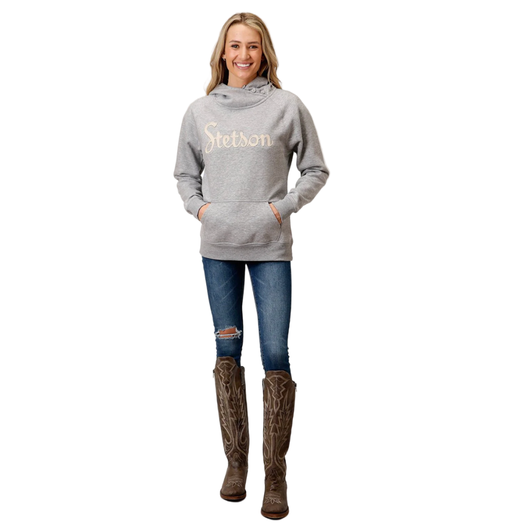 STETSON GREY EMBROIDERED HOODIE