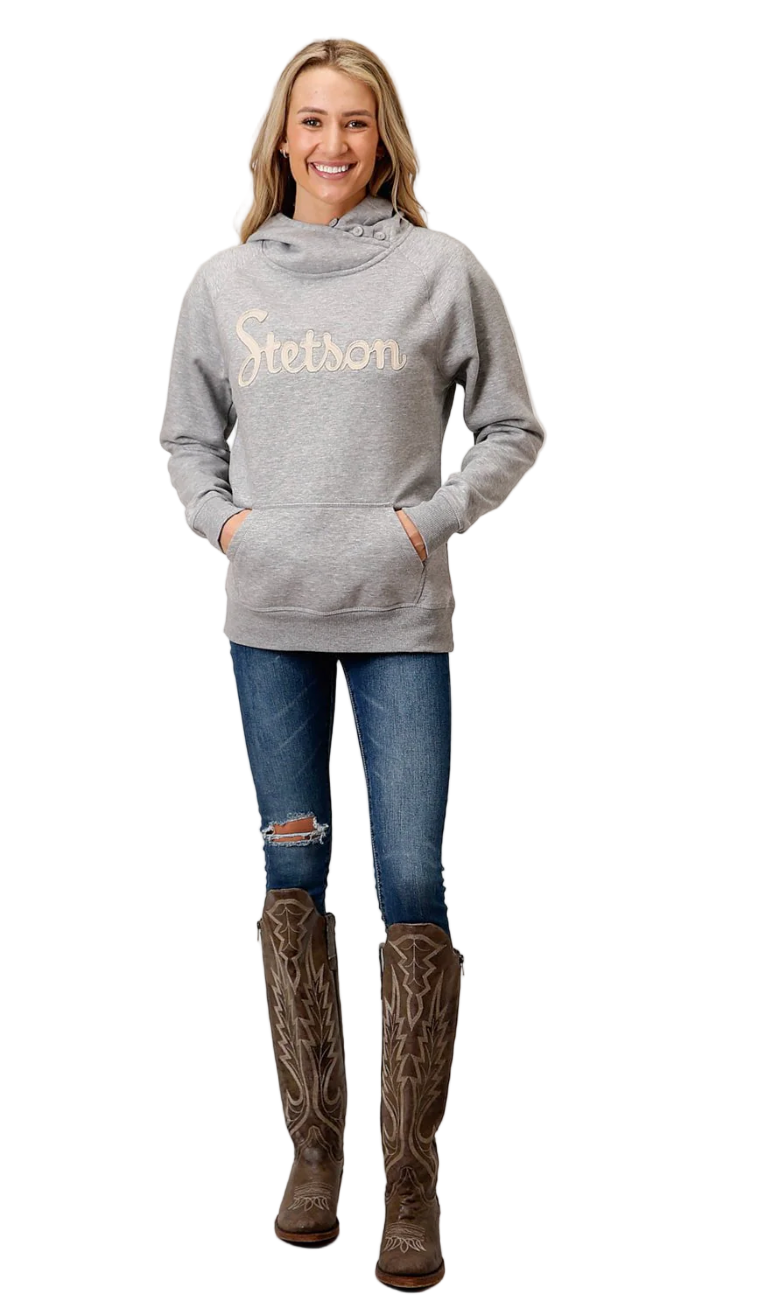 STETSON GREY EMBROIDERED HOODIE