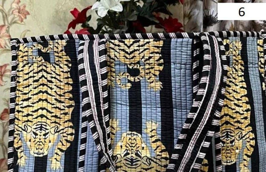 Tiger Quilted Tote Bag (Grey & Black)