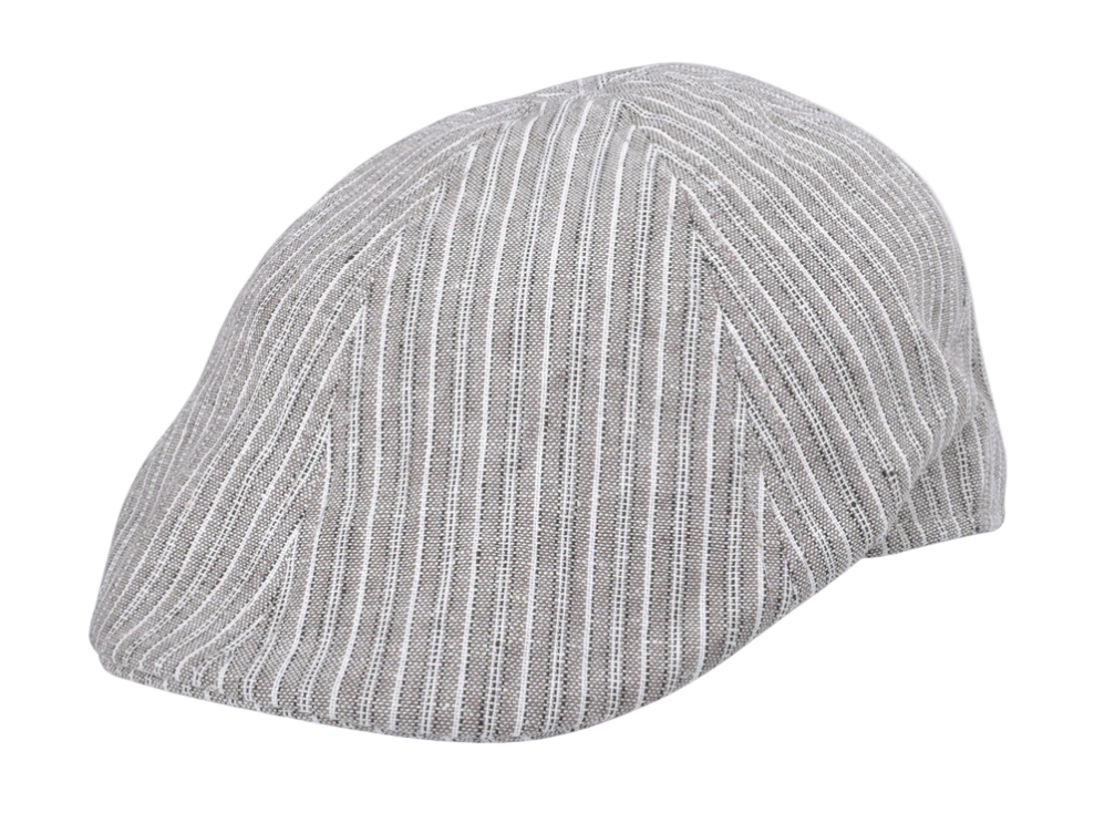 BIGALLI STRIPED LINEN NEWSBOY CAP