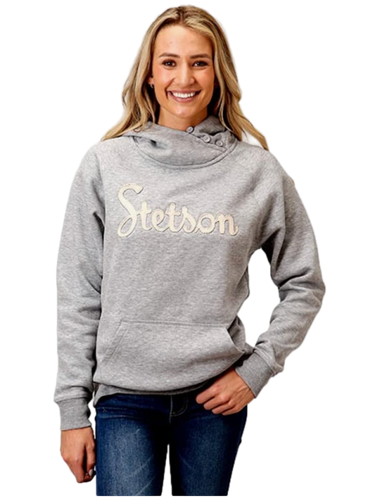 STETSON GREY EMBROIDERED HOODIE