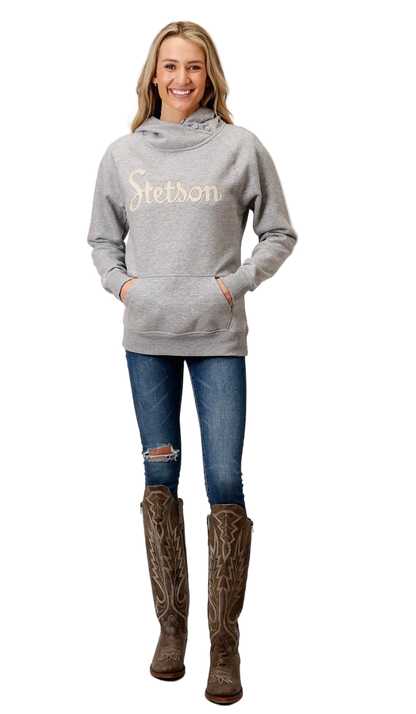 STETSON GREY EMBROIDERED HOODIE