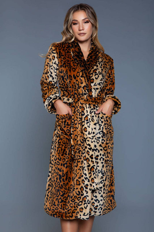 VelvetLeopard Plush Robe